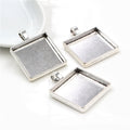 Square Metal Pendant Bezel Blanks in Two Antique Finishes view 3