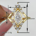 Gold Tone Marquise Open Frame Ring Clear Stone Accents view 4