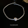 Silver Mesh Choker Crystal Rose Flower Centerpiece view 4