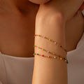 Multicolor Bead Layered Gold Necklace Bracelet Set Titanium Steel view 4