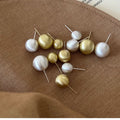 Satin Finish Irregular Round Stud Earrings in Three Sizes view 3