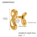 Irregular Open Geometric Rings Pearl Accent Gold Steel view 7