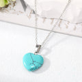 Silver Tone Heart Stone Style Pendant Necklaces in Eleven Colors view 4