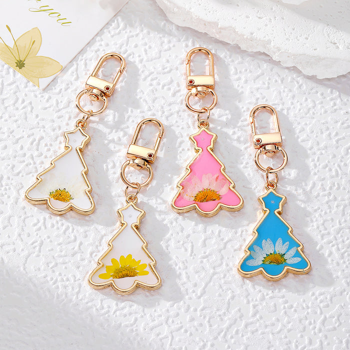 Christmas Tree Resin Daisy Keychains Lobster Clasp 4 Styles