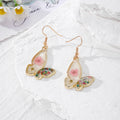 Gold Butterfly Frame Dried Flower Resin Dangle Earrings 3 Colors view 7