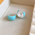 Colorful Spotted Crescent Enamel Stud Earrings Jewelry Pair view 9