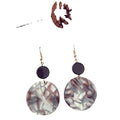 Marbled Round Disc Long Hook Earrings in Two Colors view 5