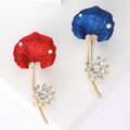 Enamel Lotus Leaf Brooch Pearl Accents Rhinestone Flower view 1