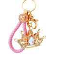Large Jeweled Crown Keychains in White Blue Purple and Assorted Colors view 5