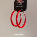 Red Coated Slim Round Hoop Earrings in Bright and Dark Shades view 4