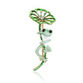 Green Frog Lotus Leaf Brooch Enamel Clear Stone Metal Pin Brooch view 5