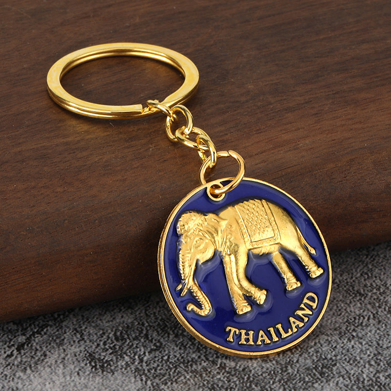 3D Elephant Enamel Metal Keychain for Car Keys and Bag Pendant