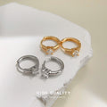 Gold Mini Huggie Hoop Round Crystal Front Stud Pair view 1