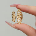 Crystal Peacock Fan Open Ring in Gold and Silver Tone view 2