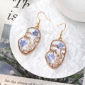 Blue Pressed Flower Resin Earrings Gold Hooks 7 Style Mix view 3