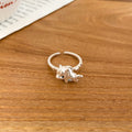 Silver Cute Horse Open Ring Blue Enamel Accent Band view 6
