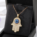 Gold and Silver Tone Crystal Hamsa Evil Eye Necklaces and Keychains view 5