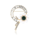 Crystal Ring Flower Brooch With Pearl Petals in Two Colors view 5