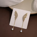 Crystal Rhinestone Wing Chain Teardrop Dangle Earrings view 6