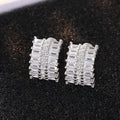 Silver Tone Triple Row Baguette Crystal Huggie Earrings view 2