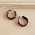 Anke Red Glossy Lacquer Thick Hoop Earrings Three Sizes view 6