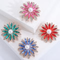 Rose Gold Crystal Sunflower Brooch Pearl Center Four Colors view 1