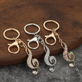 Treble Clef Rhinestone Keychain With Split Ring And Lobster Clasp view 1