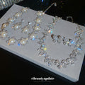 Silver Rhinestone Pearl Flower Necklace Earring Sets Two Styles view 4