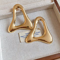 Open Triangle Metal Stud Earrings in Polished Statement Design view 6