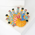 Colorful Crystal Peacock Brooch With Bright Enamel Fan Tail view 2