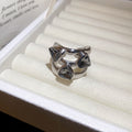 Geometric Triple Stone Open Rings Pink Blue Gray Nine Styles view 12
