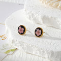 Black Resin Pressed Flower Stud Earrings in Thirteen Designs view 11