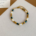 Gold Bead Bracelet And Pink Stone Bead Necklace Pieces view 6
