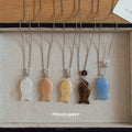 Small Fish Pendant Cord Necklaces in Five Soft Colors view 4