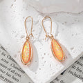 Iridescent Cabochon Drop Earrings Gold Bezels 8 Shape Styles view 9