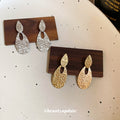 Gold And Silver Tone Openwork Leaf Drop Stud Earrings view 2