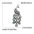 Silver Tone Peacock Brooch with Abalone Shell Inlays view 6