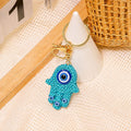 Rhinestone Hamsa Hand Evil Eye Keychain Color Strap Options view 12