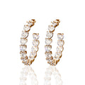Gold Silver Heart CZ Open C Hoop Earrings Two Metal Tones view 5
