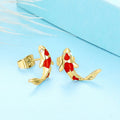 Koi Fish Open Ring and Stud Earrings Silver and Gold Tone view 5