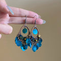 Antique Tone Colorful Shell Sequin Earrings with Reflective Details view 6
