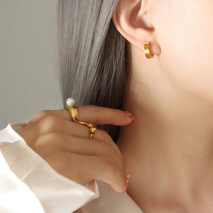 Small Gold Plain Hoop Ear Clips No-Piercing Clip-On Pair