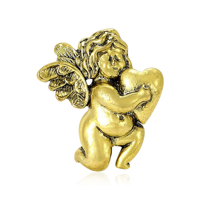 antique cherub with rose brooch group view