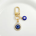 Blue Nazar Evil Eye Charm Keychain With Rhinestone Filigree Pendant view 9