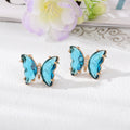 Gold Tone Faceted Crystal Butterfly Stud Earrings in Ten Colors view 6