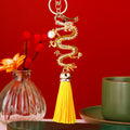 Pearl Chinese Dragon Tassel Keychains in Seven Color and Style Options view 1
