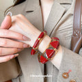 Gold Enamel Geometric Open Cuff Bracelet Six Styles view 3