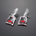 Silver Tone Clear Water Bag Fish Novelty Hook Earrings view 4