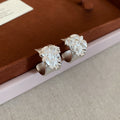 Silver Crystal Stud Earrings In Square And Flower Styles view 6