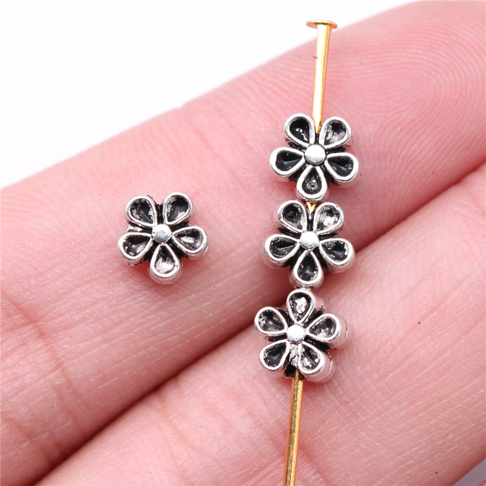 7x3mm 0.4g Multicolor Zinc Alloy Flower Spacer Beads for Bracelet Necklace DIY Jewelry Making